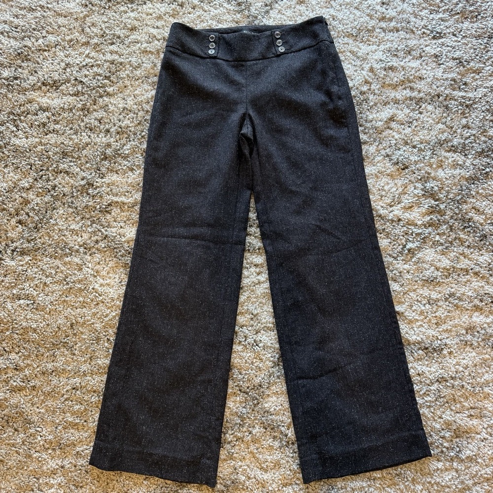 White House‎ Black Market Legacy Wide Leg  Black Office Dress Pants Womens 6R